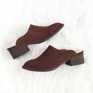 Sbicca | chocolate brown suede contoured mules